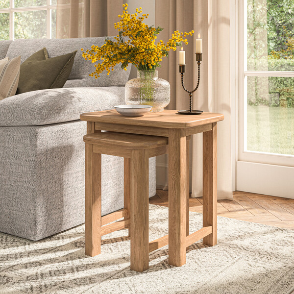 Natural Solid Oak Nest of Tables - Nest of Tables - Brennan Range - Oak Furnitureland