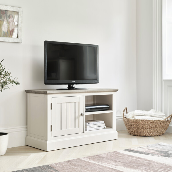 Painted Acacia & Ash Top TV Cabinets - Small TV Unit - Brompton Range - Oak Furnitureland