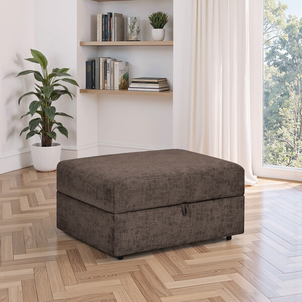 Brown Fabric Sofas - Storage Footstool  - Malvern Range - Oak Furnitureland
