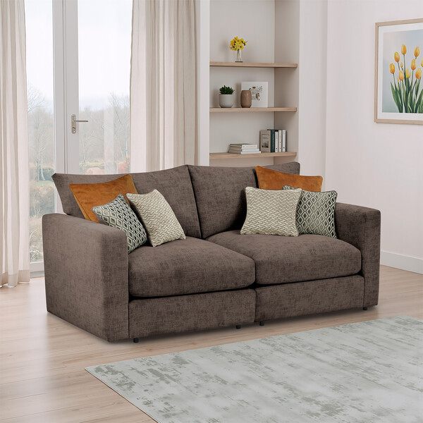 Brown Fabric Sofas - Modular 2 Seat Sofa - Malvern Range - Oak Furnitureland