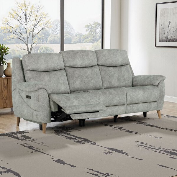 Marble Silver Fabric Sofas - 3 Seater Recliner Sofa - Brunel Range - Oak Furnitureland