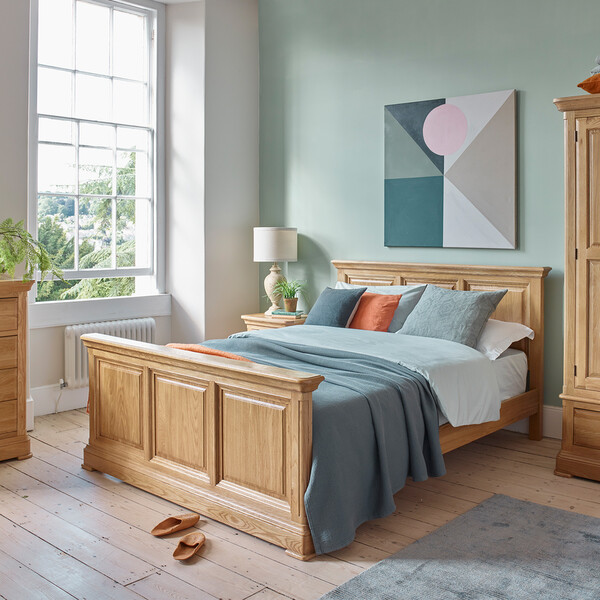 Natural Solid Oak Beds - Double Bed - Canterbury Range - Oak Furnitureland