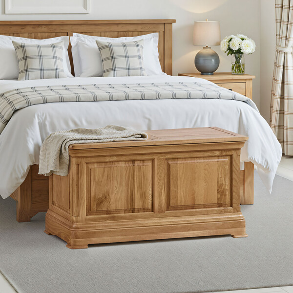 Natural Solid Oak Blanket Boxes - Blanket Box - Canterbury Range - Oak Furnitureland