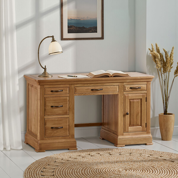 Natural Solid Oak Desks - Desk - Canterbury Range - Oak Furnitureland
