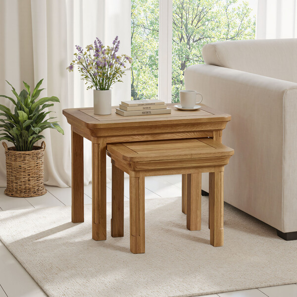 Natural Solid Oak Nest of Tables - Nest of Tables - Canterbury Range - Oak Furnitureland