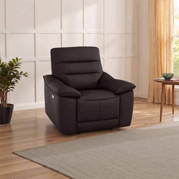 Brown Leather Sofas - Electric Recliner Armchair - Carter Range - Oak Furnitureland