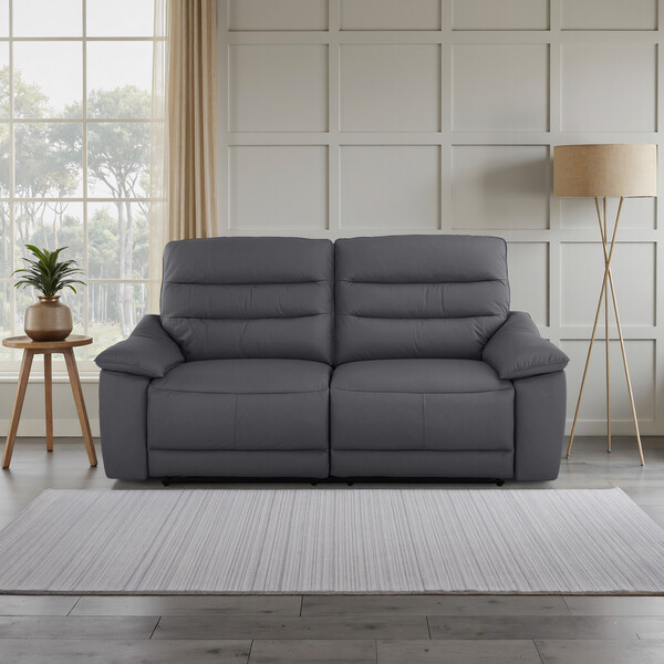 Dark Grey Leather Sofas - 3 Seater Sofa - Carter Range - Oak Furnitureland