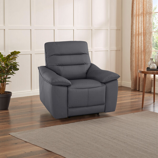 Dark Grey Leather Sofas - Armchair - Carter Range - Oak Furnitureland