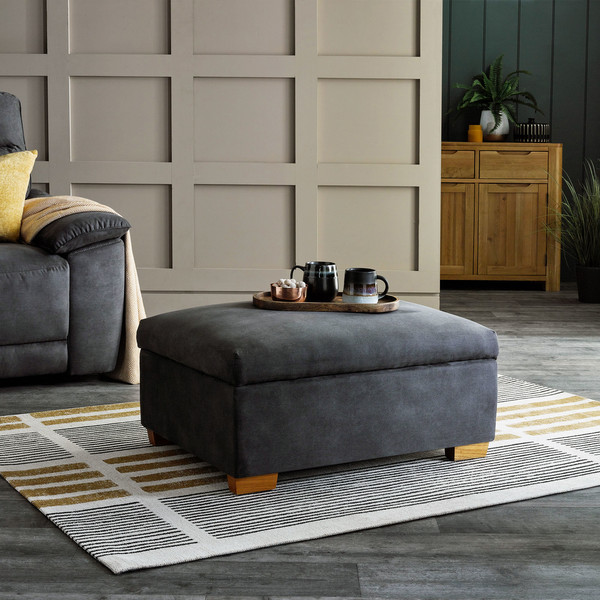 Miller Grey Fabric Sofas - Storage Footstool - Carter Range - Oak Furnitureland