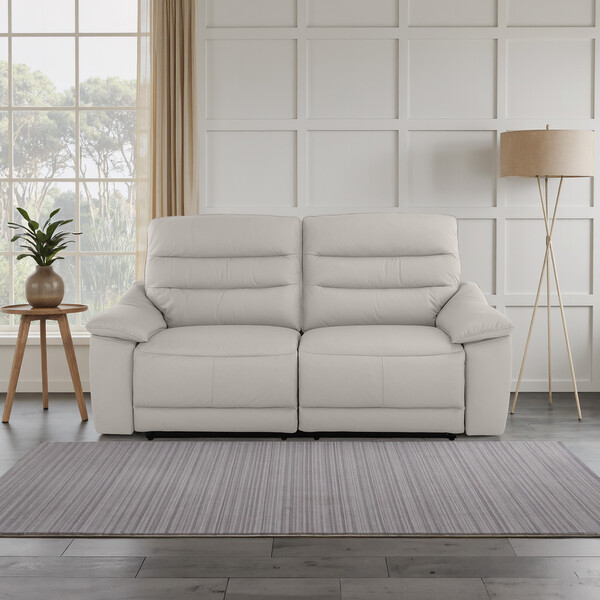Off White Leather Sofas - 3 Seater Electric Recliner Sofa - Carter Range - Oak Furnitureland