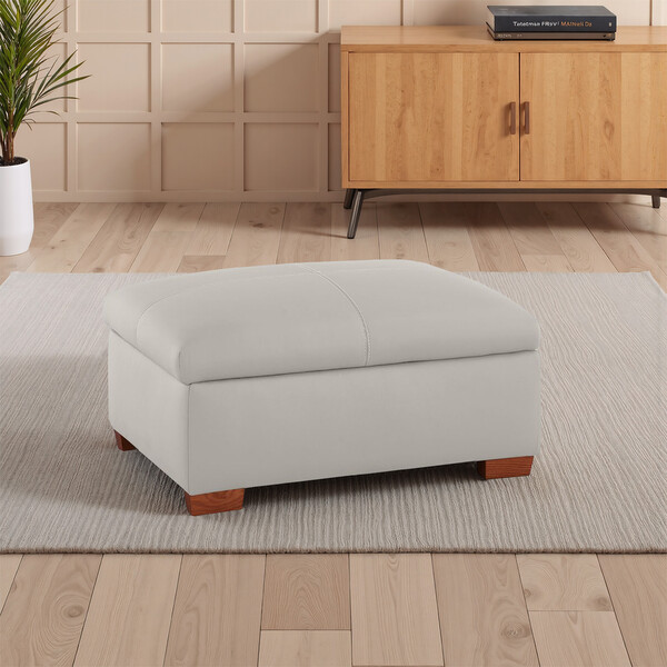 Off White Leather Sofas - Storage Footstool - Carter Range - Oak Furnitureland