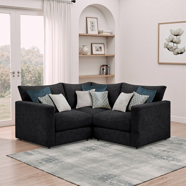 Charcoal Fabric Sofas - Modular 3 Seat Corner Sofa - Malvern Range - Oak Furnitureland