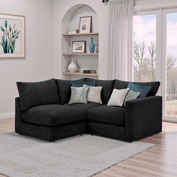 Charcoal Fabric Sofas - Modular 3 Seat Right Hand Corner Sofa - Malvern Range - Oak Furnitureland