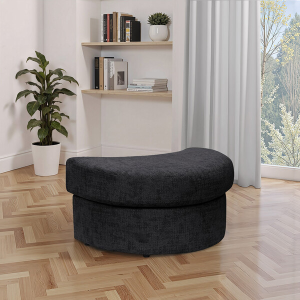 Charcoal Fabric Sofas - Half Moon Footstool - Malvern Range - Oak Furnitureland