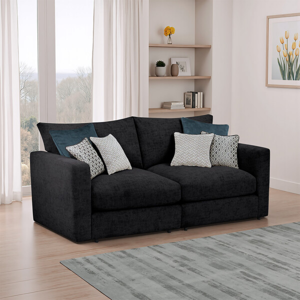 Charcoal Fabric Sofas - Modular 2 Seat Sofa - Malvern Range - Oak Furnitureland