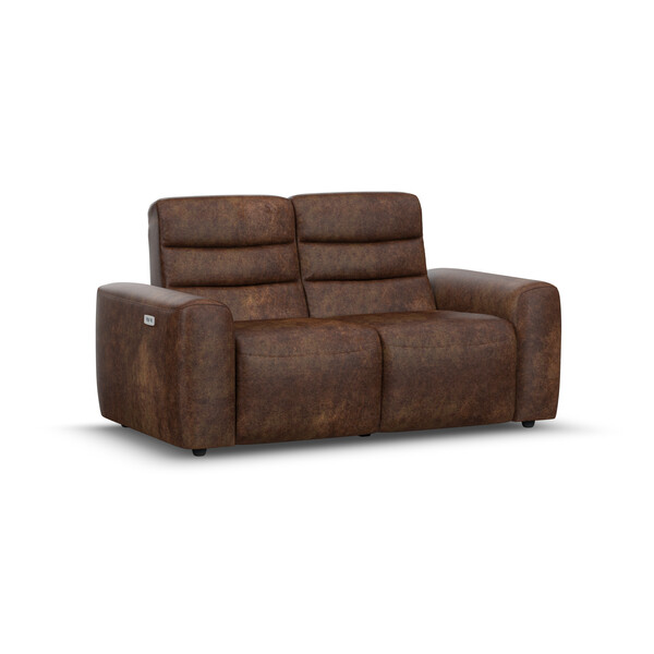 Ranch Dark Brown Fabric Sofas - 2 Seater Electric Recliner Sofa - Cohen Range - Oak Furnitureland