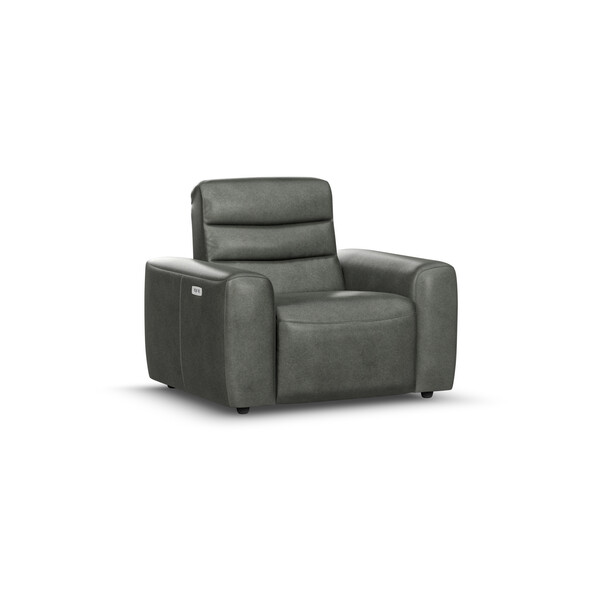 Virgo Lead Leather Sofas - Electric Recliner Armchair - Cohen Range - Oak Furnitureland