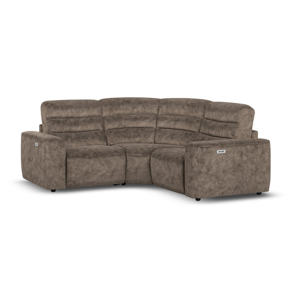 Dapple Chocolate Fabric Sofas - Modular 3 Seat Corner Recliner - Cohen Range - Oak Furnitureland