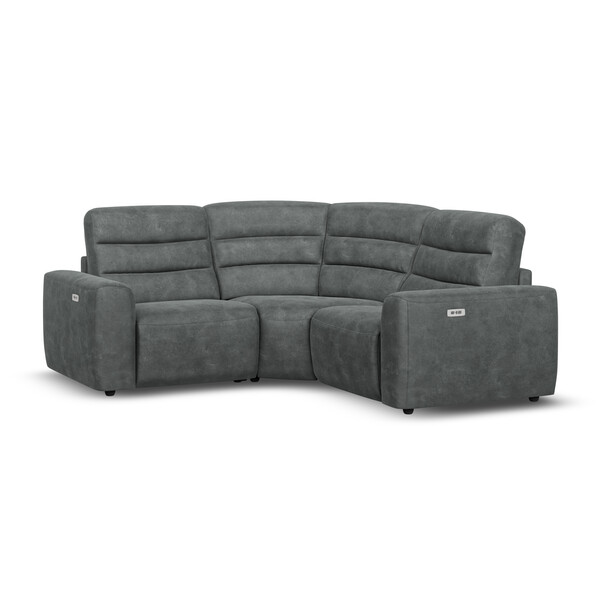 Miller Grey Fabric Sofas - Modular 3 Seat Corner Recliner - Cohen Range - Oak Furnitureland