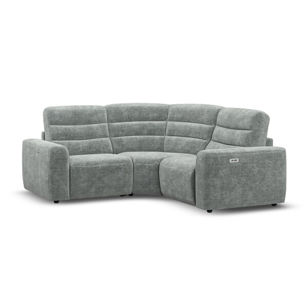 Plush Silver Fabric Sofas - Modular 3 Seat Corner Recliner - Cohen Range - Oak Furnitureland
