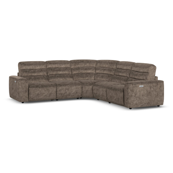 Dapple Chocolate Fabric Sofas - Modular 5 Seat Corner Recliner - Cohen Range - Oak Furnitureland