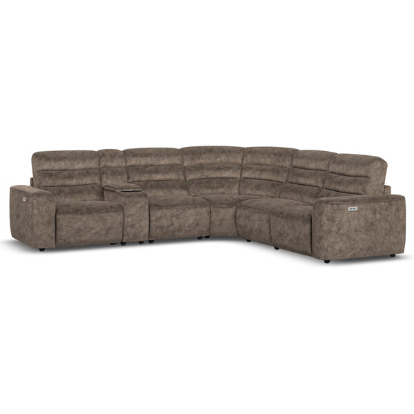 Dapple Chocolate Fabric Sofas - Modular 5 Seat Corner Recliner - Cohen Range - Oak Furnitureland