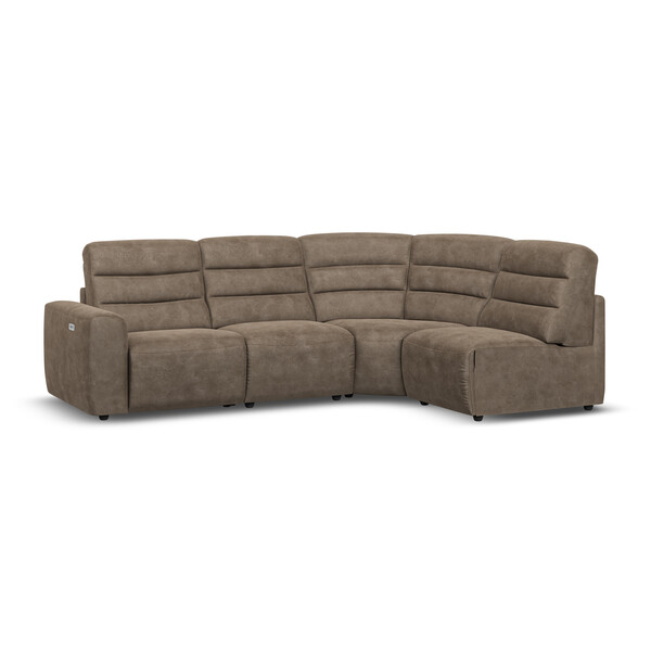 Miller Earth Brown Fabric Sofas - Modular 4 Seat Left Hand Corner Recliner - Cohen Range - Oak Furnitureland