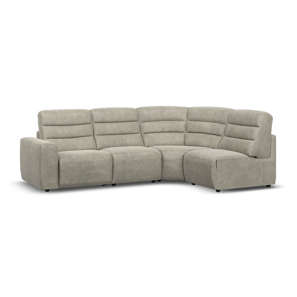 Miller Taupe Fabric Sofas - Modular 4 Seat Left Hand Corner Recliner - Cohen Range - Oak Furnitureland