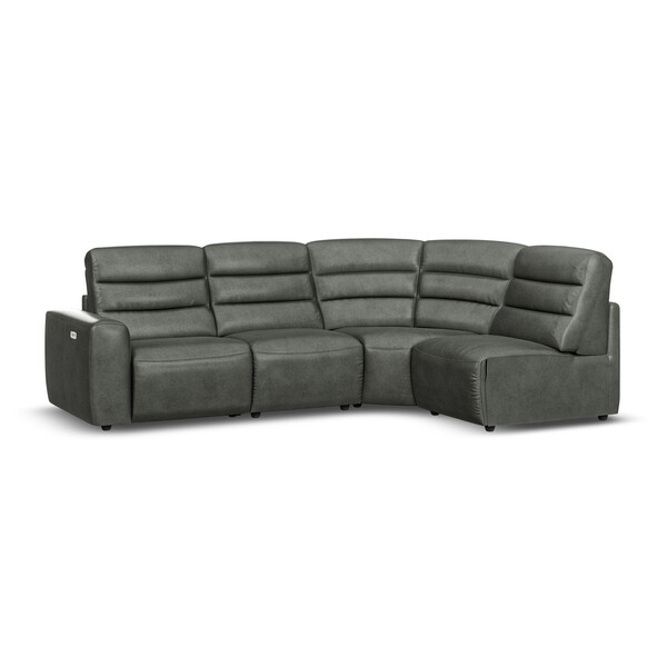 Virgo Lead Leather Sofas - Modular 4 Seat Left Hand Corner Recliner - Cohen Range - Oak Furnitureland