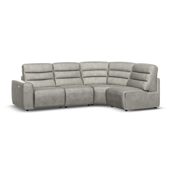 Virgo Platinum Leather Sofas - Modular 4 Seat Left Hand Corner Recliner - Cohen Range - Oak Furnitureland