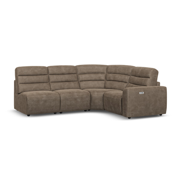 Miller Earth Brown Fabric Sofas - Modular 4 Seat Right Hand Corner Recliner  - Cohen Range - Oak Furnitureland