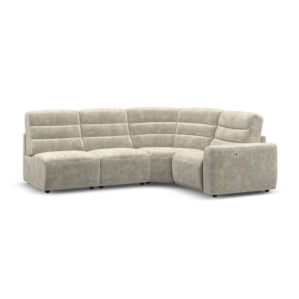 Plush Beige Fabric Sofas - Modular 4 Seat Right Hand Corner Recliner  - Cohen Range - Oak Furnitureland
