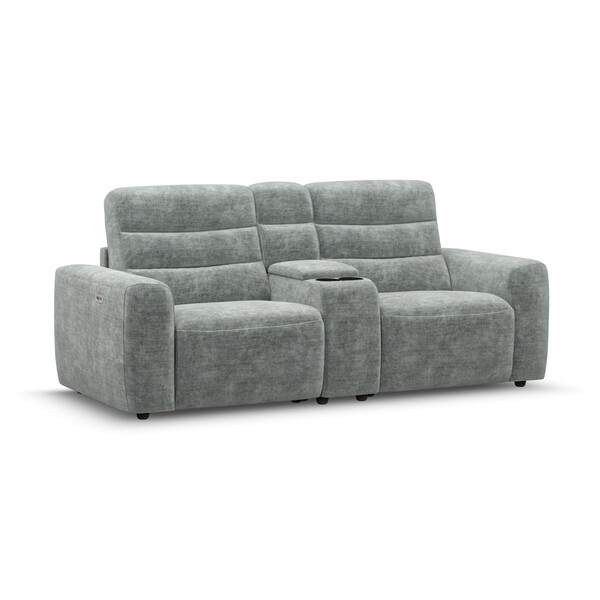 Plush Silver Fabric Sofas - Modular 2 Seat Recliner - Cohen Range - Oak Furnitureland