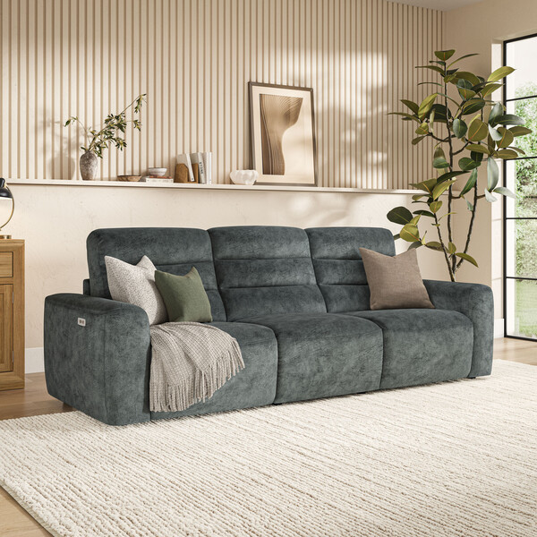 Dapple Grey Fabric Sofas - Modular 3 Seat Recliner - Cohen Range - Oak Furnitureland
