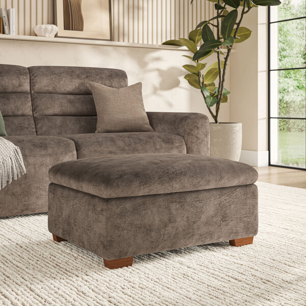 Dapple Chocolate Fabric Sofas - Storage Footstool - Cohen Range - Oak Furnitureland
