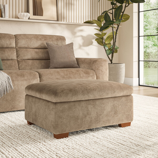 Dapple Taupe Fabric Sofas - Storage Footstool - Cohen Range - Oak Furnitureland