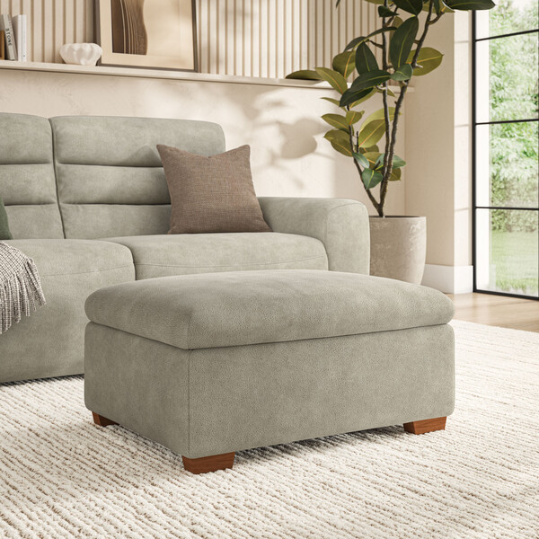 Miller Taupe Fabric Sofas - Storage Footstool - Cohen Range - Oak Furnitureland
