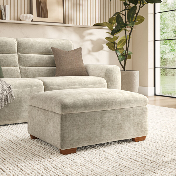 Plush Beige Fabric Sofas - Storage Footstool - Cohen Range - Oak Furnitureland