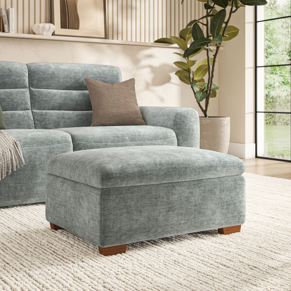 Plush Silver Fabric Sofas - Storage Footstool - Cohen Range - Oak Furnitureland