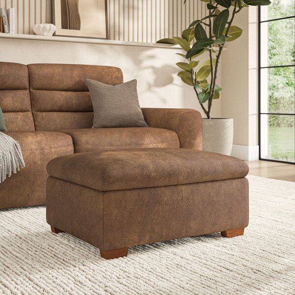 Ranch Brown Fabric Sofas - Storage Footstool - Cohen Range - Oak Furnitureland
