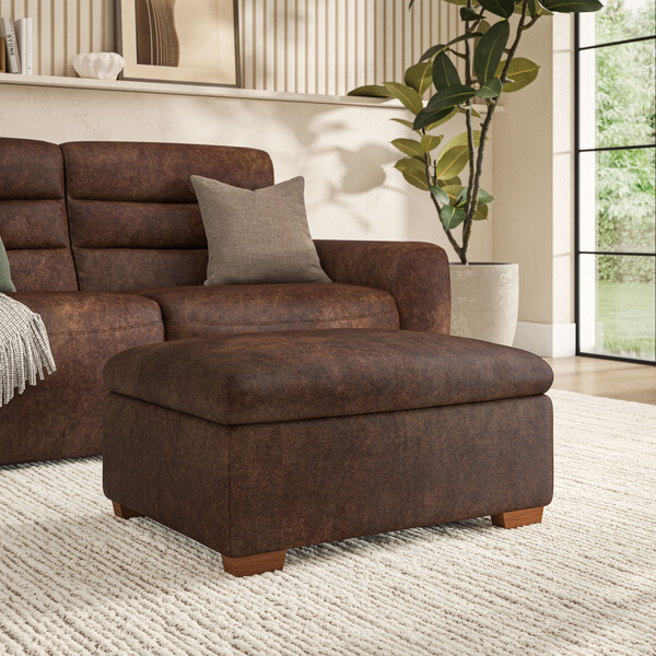 Ranch Dark Brown Fabric Sofas - Storage Footstool - Cohen Range - Oak Furnitureland