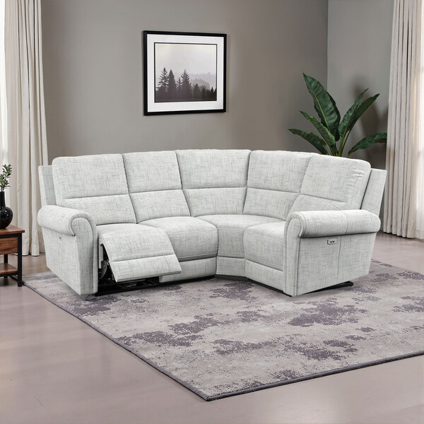 Keswick Dove Fabric Sofas - Modular 4 Seat Corner Recliner Left Hand - Colorado Range - Oak Furnitureland