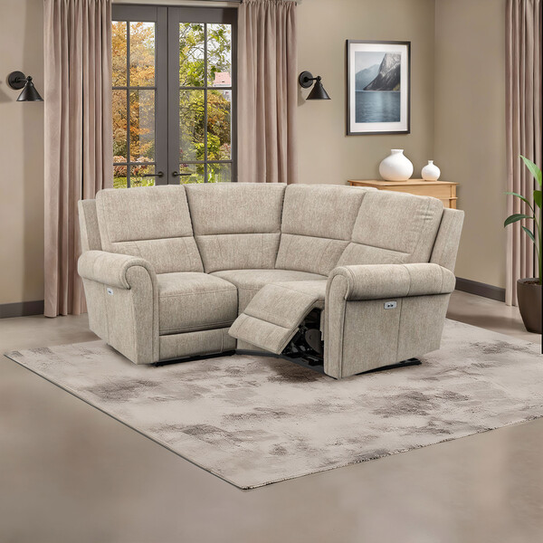 Jetta Beige Fabric Sofas - Modular 3 Seat Corner Recliner - Colorado Range - Oak Furnitureland