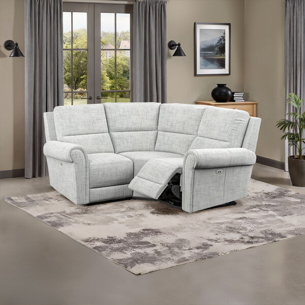 Keswick Dove Fabric Sofas - Modular 3 Seat Corner Recliner - Colorado Range - Oak Furnitureland
