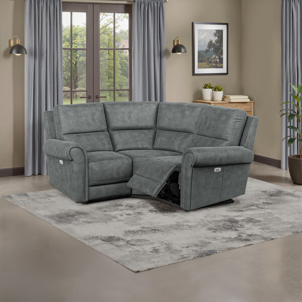 Miller Grey Fabric Sofas - Modular 3 Seat Corner Recliner - Colorado Range - Oak Furnitureland