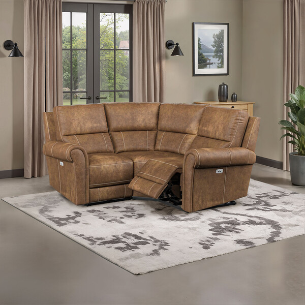 Ranch Brown Fabric Sofas - Modular 3 Seat Corner Recliner - Colorado Range - Oak Furnitureland