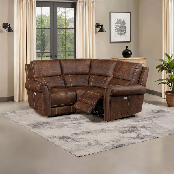 Ranch Dark Brown Fabric Sofas - Modular 3 Seat Corner Recliner - Colorado Range - Oak Furnitureland