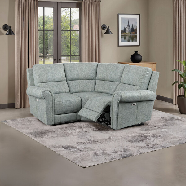 Santos Steel Fabric Sofas - Modular 3 Seat Corner Recliner - Colorado Range - Oak Furnitureland