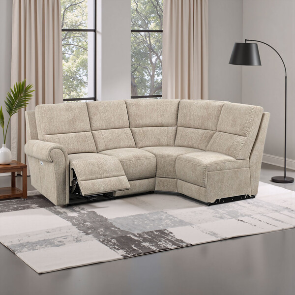 Jetta Beige Fabric Sofas - Modular 4 Seat Left Hand Corner Recliner - Colorado Range - Oak Furnitureland