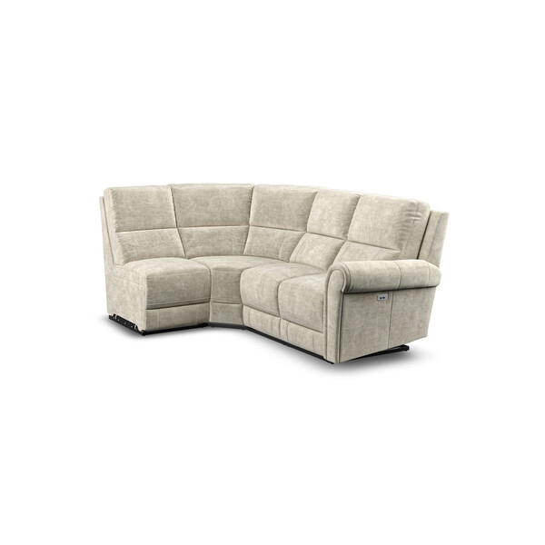 Plush Beige Fabric Sofas - Modular 4 Seat Right Hand Corner Recliner - Colorado Range - Oak Furnitureland